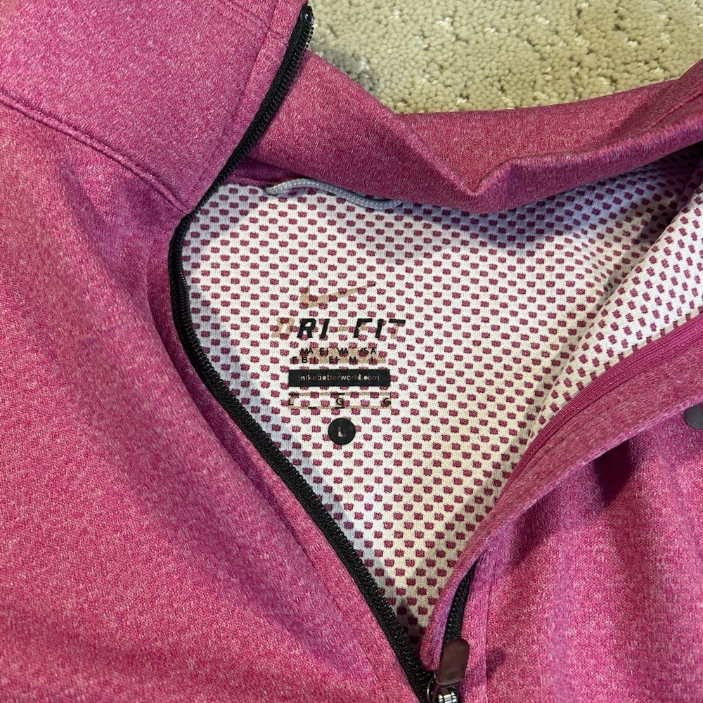 NIKE Dri Fit‎ Full Zip Athletic Jacket Mock Neck Size Women's L Long Sleeve Pink - Picture 3 of 9